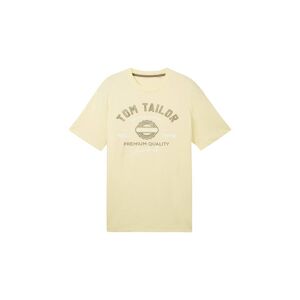 TOM TAILOR Herren T-Shirt mit Logo Print, gelb, Logo Print, Gr. XXXL