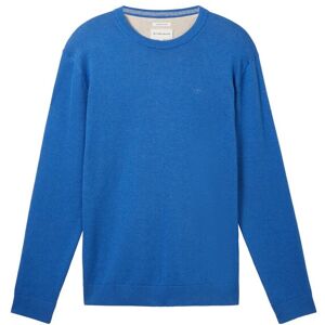 TOM TAILOR Herren Basic Strickpullover, blau, Uni, Gr. L