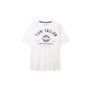 TOM TAILOR Herren Plus - T-Shirt mit Logo Print, weiß, Logo Print, Gr. 5XL