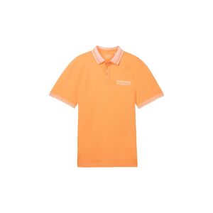 TOM TAILOR Herren Poloshirt mit Logo Print, orange, Uni, Gr. M