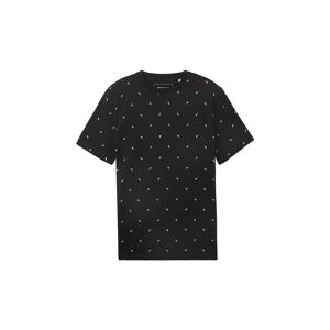 TOM TAILOR DENIM Herren T-Shirt mit Allover Print, schwarz, Allover Print, Gr. M