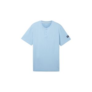 TOM TAILOR Herren T-Shirt mit Henley Kragen, blau, Uni, Gr. S