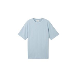 TOM TAILOR Herren T-Shirt mit Struktur, blau, Uni, Gr. M