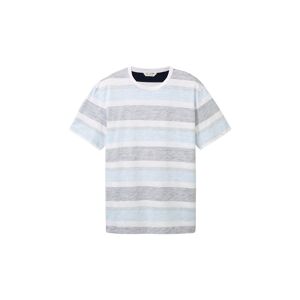 TOM TAILOR Herren T-Shirt mit Streifenmuster, blau, Streifenmuster, Gr. XL
