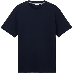 TOM TAILOR Herren T-Shirt mit Struktur, blau, Uni, Gr. XXXL