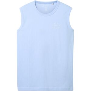 TOM TAILOR Herren Tanktop mit Bio-Baumwolle, blau, Textprint, Gr. L