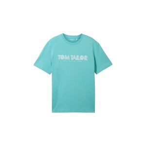 TOM TAILOR Herren T-Shirt mit Logo Print, blau, Logo Print, Gr. M