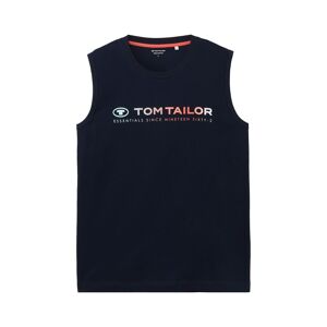 TOM TAILOR Herren Tanktop mit Logo Print, blau, Uni, Gr. M