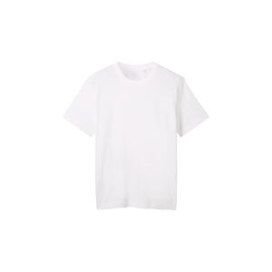 TOM TAILOR Herren T-Shirt mit Piqué Struktur, weiß, Uni, Gr. L