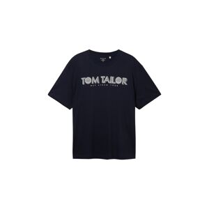 TOM TAILOR Herren Plus - T-Shirt mit Logo Print, blau, Logo Print, Gr. 5XL