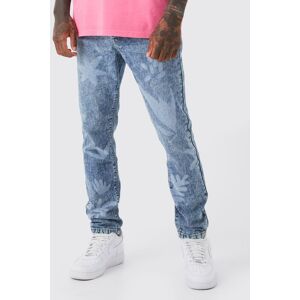 boohooman Mens Slim-Fit Jeans mit Laser-Print - Grau - 36R, Grau