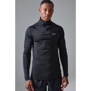 boohooman Mens Man Active Raglan Trainingsoberteil mit 1/4 Reißverschluss - Schwarz - XL, Schwarz