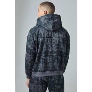 boohooman Mens Kastiger Camouflage Hoodie mit Active Training Dept Print - Schwarz - XS, Schwarz