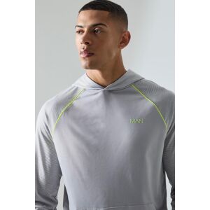 boohooman Mens Man Active Geo Jacquard Hoodie - Grau - XS, Grau