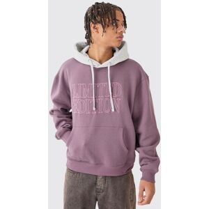 boohooman Mens Oversized Boxy 3d Embroidered Edition Hoodie - Lila - XL, Lila