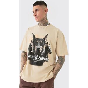 boohooman Mens Tall Dobermann Printed Graphic Oversized T-shirt - bone - XL, bone