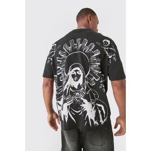 boohooman Mens Oversized Over The Seam Renaissance Line Print T-shirt - Schwarz - S, Schwarz