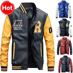 Mio-Fashion Jacke Männer Stickerei Baseball Jacken Pu Leder Mäntel Slim Fit College Pilot Casaco Masculino