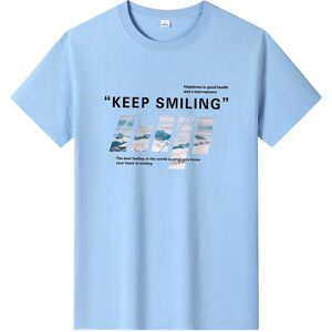 Bistrota Keep Smiling Herren-T-Shirt, Modisch, Kurzärmelig, Reine Baumwolle, Lässiges T-Shirt, M-6xl