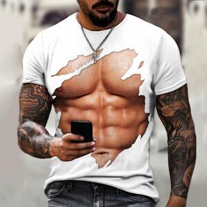 Hersight Herren T-Shirt Mit 3d-Print, Lässig, Mit Schlitz Und Kunstloch, Weiß/schwarz, Sommer-T-Shirt Für Herren, O-Ausschnitt, Kurzärmelig, Lockere Oberteile, Atmungsaktive Paar-T-Shirts