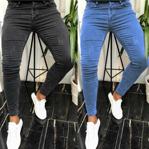 Danmo Herren Skinny Zerrissene Jeans Slim Scarification Denim Bleistift Hosen Straße Hip-Hop Denim Hosen Mode Cowboy Kleidung Männer