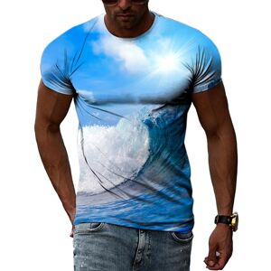 Chengyu Sommer Meer Landschaft Urlaub Männer T-Shirts Mode Kühlen Stil Gedruckt T-Shirts Hübscher Rundhals Persönlichkeit Kurzarm Tops