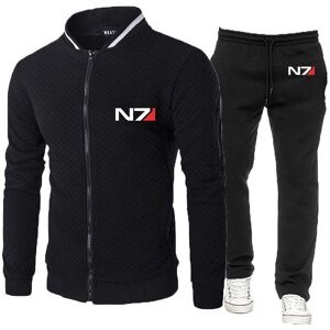 New Movement 2023 Frühling Herbst N7 Mass Effect Logo Print Rundhals Baumwolle Zipper Sweatshirts + Beliebte Sport Hosen Einfarbig Trendy Set