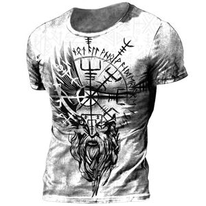 Wengy 2 Retro Viking Tattoo 3d-Druck Herren T-Shirts Sommer Viking Odin Rundhalsausschnitt Lose Kurzarm Casual Tops Tees Übergroße T-Shirts