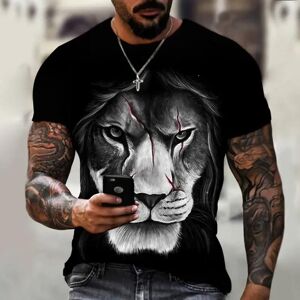 Wowclassic Herren T-Shirt Mit 3d-Löwen-Print, Sommer-Kunsthemd, T-Shirt Für Liebhaber, Kleidung Für Männer, Tier, O-Ausschnitt, Kurzärmelig, Lockere Oberteile, Atmungsaktive Paare-Shirts