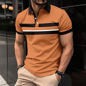 Fashion Human Fashion New Men'S Casual Sports Lapel Short Sleeve Striped Polo Shirt Tops