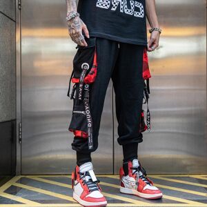 Trending Online Streetwear Frühling Herbst Baumwolle Jogger Männer Hip Hop Mode Bänder Multi-Taschen Casual Hosen Für Männer