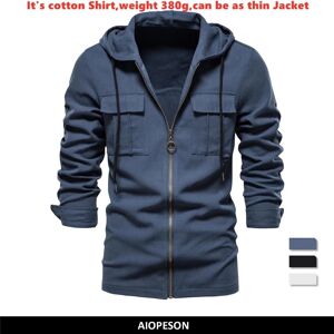 Aiopeson Men Fashion Aiopeson Frühling 100% Baumwolle Mit Kapuze Hemd Mann Langarm Casual Tasche Slim Fit Männer Shirts Retro Zipper Mode Männer Kleidung