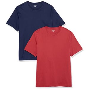 Amazon Essentials Herren T-Shirt mit kurzen Ärmeln und Rundhalsausschnitt in normaler Passform, 2er-Pack, Dunkelrot/Marineblau, S