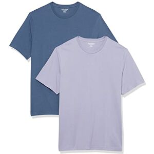 Amazon Essentials Herren T-Shirt mit kurzen Ärmeln und Rundhalsausschnitt in normaler Passform, 2er-Pack, Lavendel/Verwaschenes Blau, XS