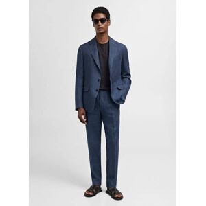 MANGO MAN Slim Fit-Anzugjacke aus 100 % Leinen mit Fischgrätmuster Indigoblau 46,48,50,52,54,56 male