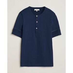 Merz b. Schwanen Short Sleeve Organic Cotton Henley Ink Blue