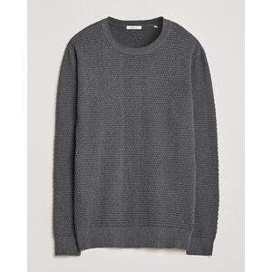 KnowledgeCotton Apparel Vagn Bubble Knit Cotton Crew Neck Dark Grey Me