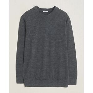 KnowledgeCotton Apparel Regular Merino Knit Crew Neck Dark Grey Melang