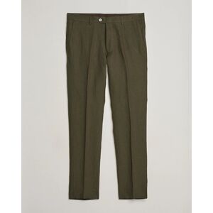 Oscar Jacobson Denz Linen Trousers Olive