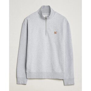 Maison Kitsuné Fox Head Half Zip Sweatshirt Light Grey Melange