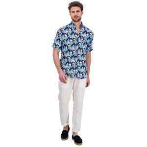 Fynch-Hatton Langarm Freizeithemd Summer Linen Print, B.D., 1/2 L - male - bunt - L