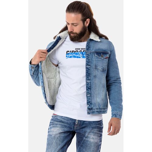 Cipo & Baxx Jeansjacke CIPO & BAXX Gr. XL, blau (hellblau) Herren Jacken Übergangsjacken mit weichem Plüschfutter