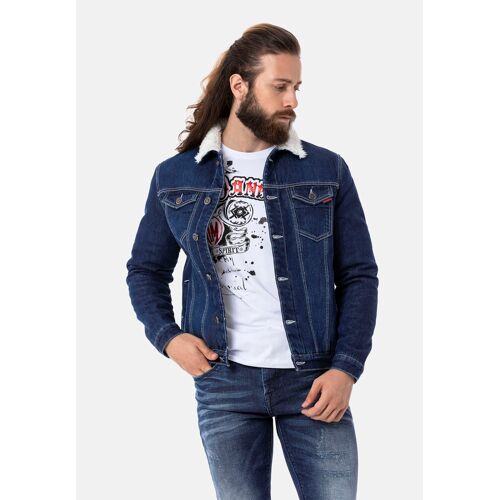 Cipo & Baxx Jeansjacke CIPO & BAXX Gr. L, blau Herren Jacken Übergangsjacken mit weichem Plüschfutter