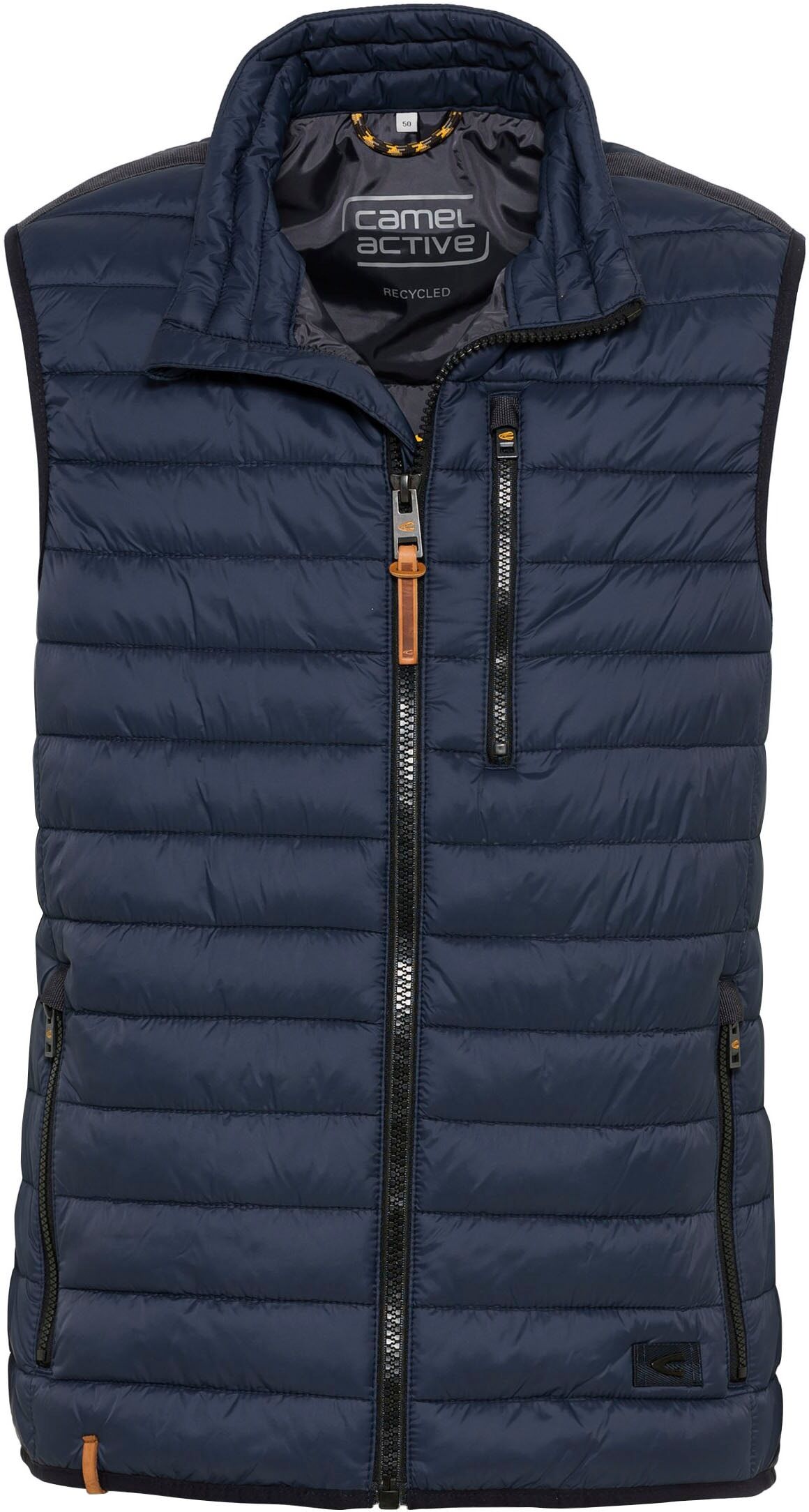 Steppweste CAMEL ACTIVE Gr. 52, blau (night blue) Herren Westen Steppwesten mit Stehkragen