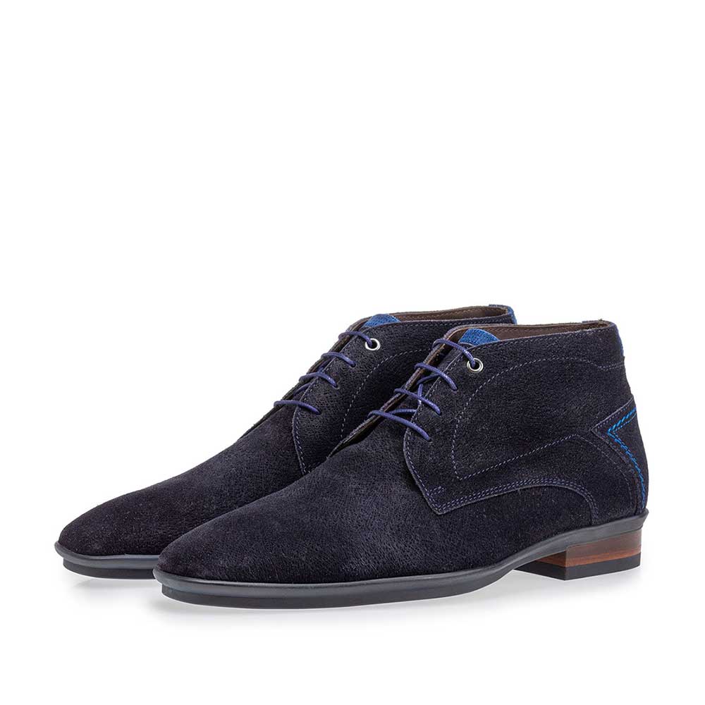 Floris Van Bommel Schnürstiefel blau Wildleder, Business Schuhe, Lederstiefel, Leder Stiefeletten, Leder Stiefeletten, Handgefertigt