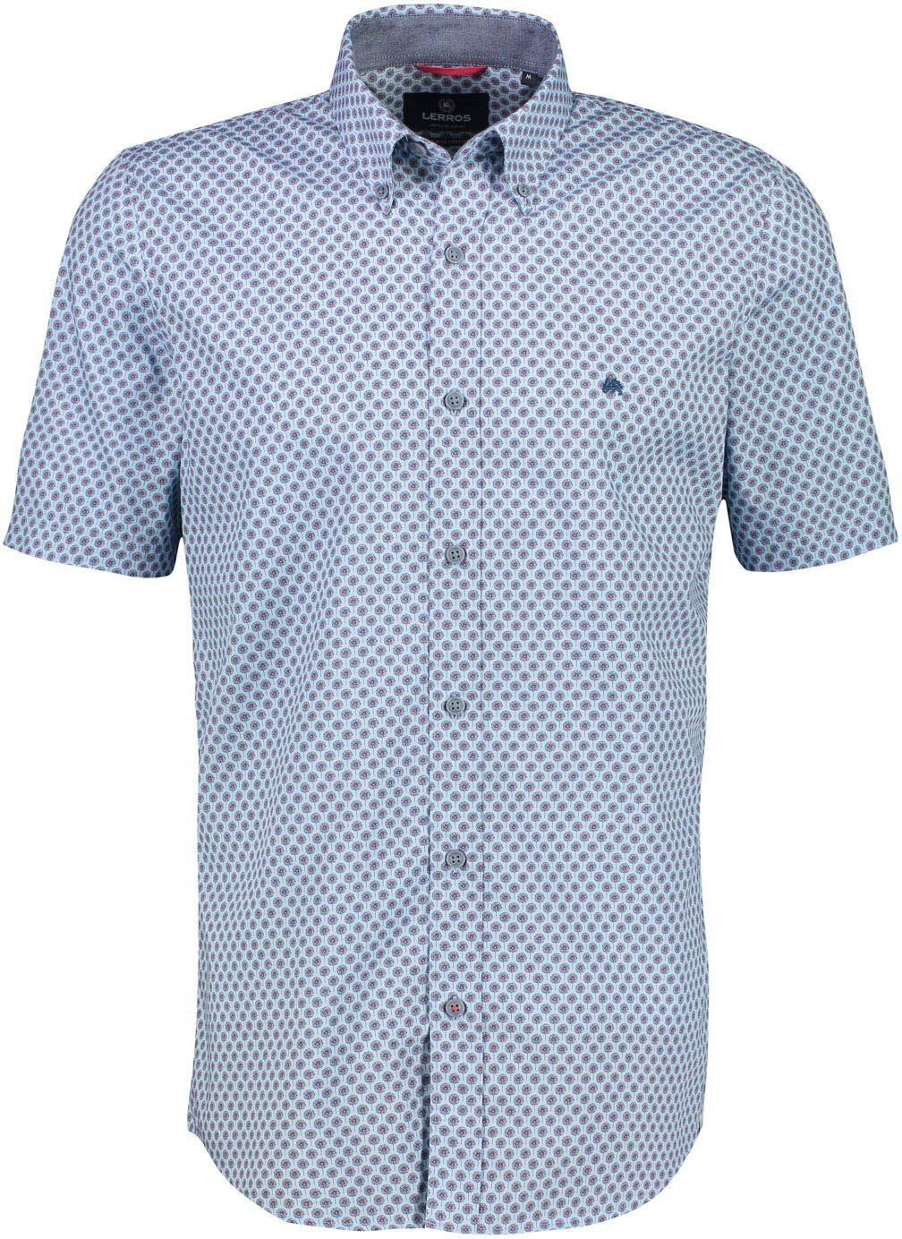 LERROS Kurzarmhemd mit Alloverprint, hellblau-gemustert