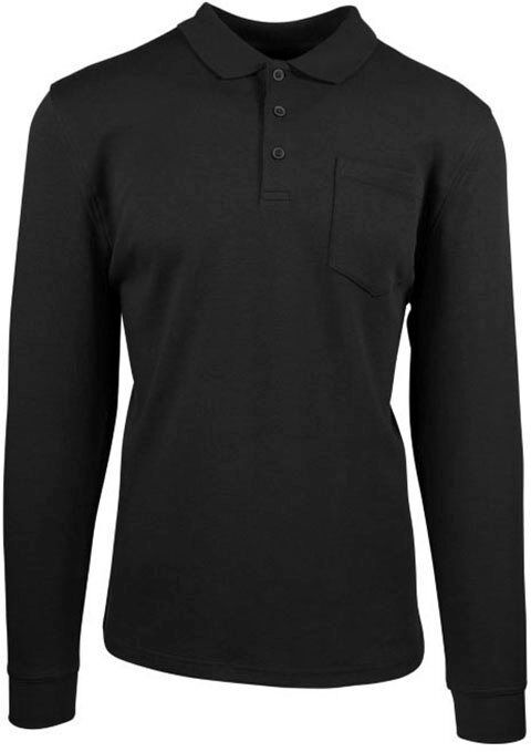 Daniel Hechter Langarm-Poloshirt mit Brusttasche, schwarz