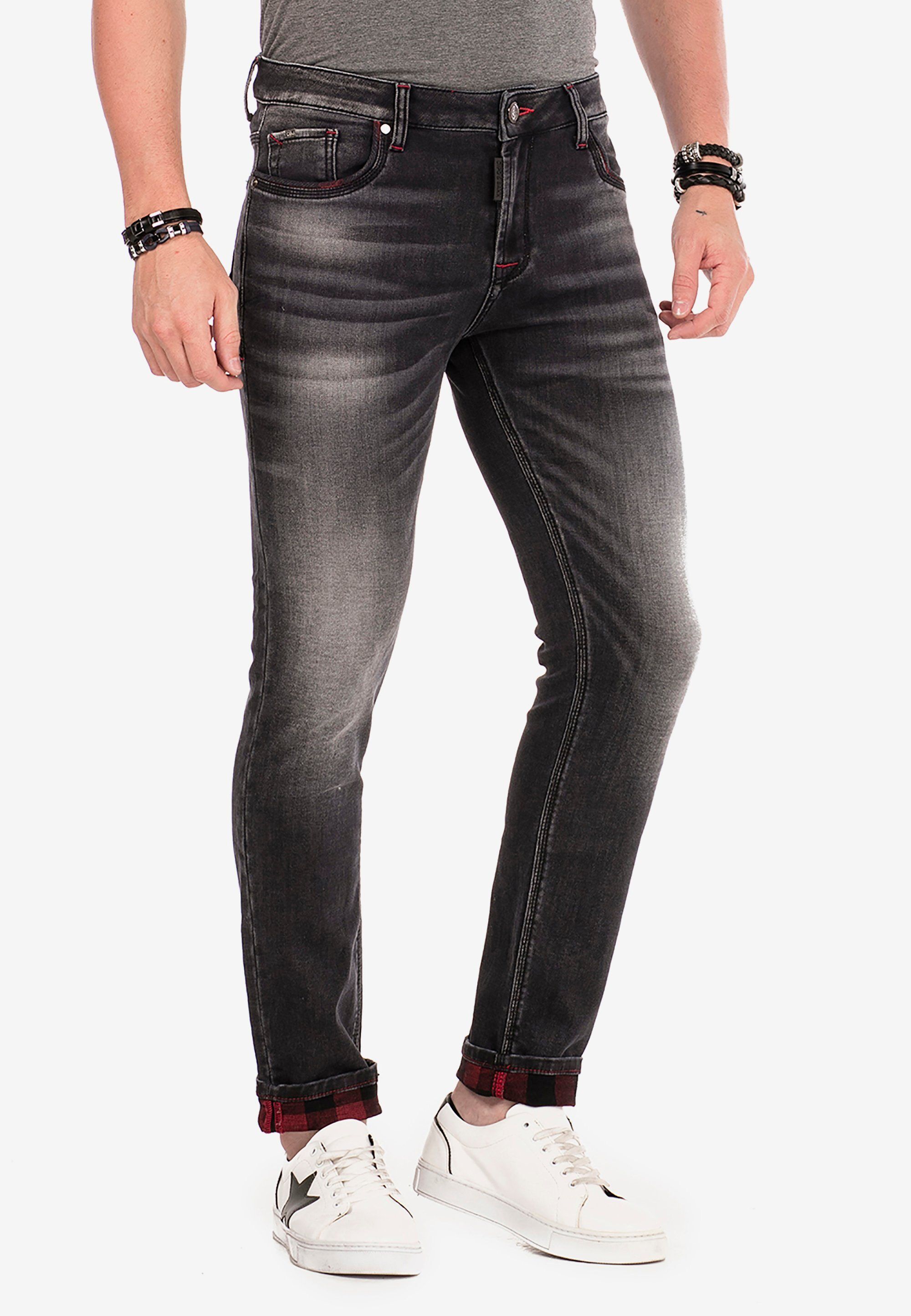 Cipo & Baxx Slim-fit-Jeans im Used Look, schwarz