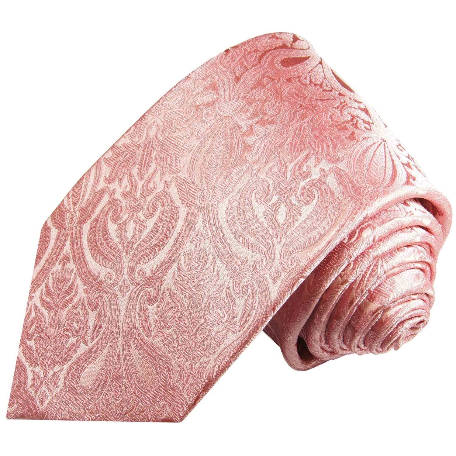 Paul Malone Krawatte »Herren Seidenkrawatte Schlips modern barock floral 100% Seide« Schmal (6cm), rosa pink 366
