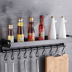 Shoppo Marte 50cm 8 Hooks Kitchen Multi-function Wall Hanging Holder Seasoning Storage Rack (Black)